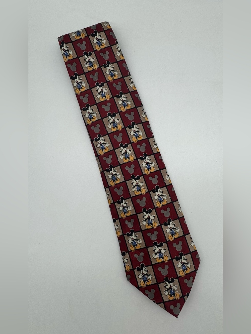 Vintage Mickey Unlimited Red Checkered Mickey Mouse Tie